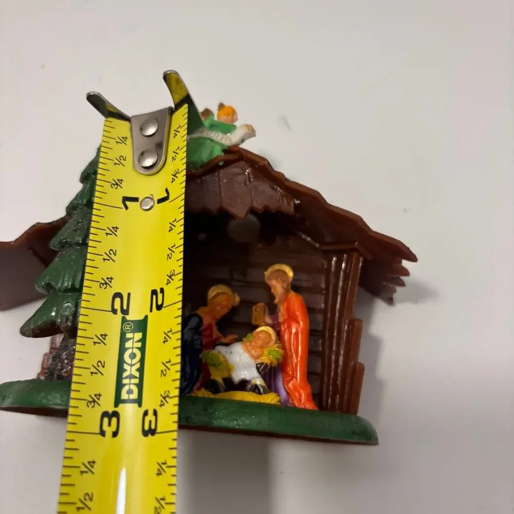 Vtg Mini Plastic Nativity Scene in Box Mid Century Hong Kong Christmas Manger